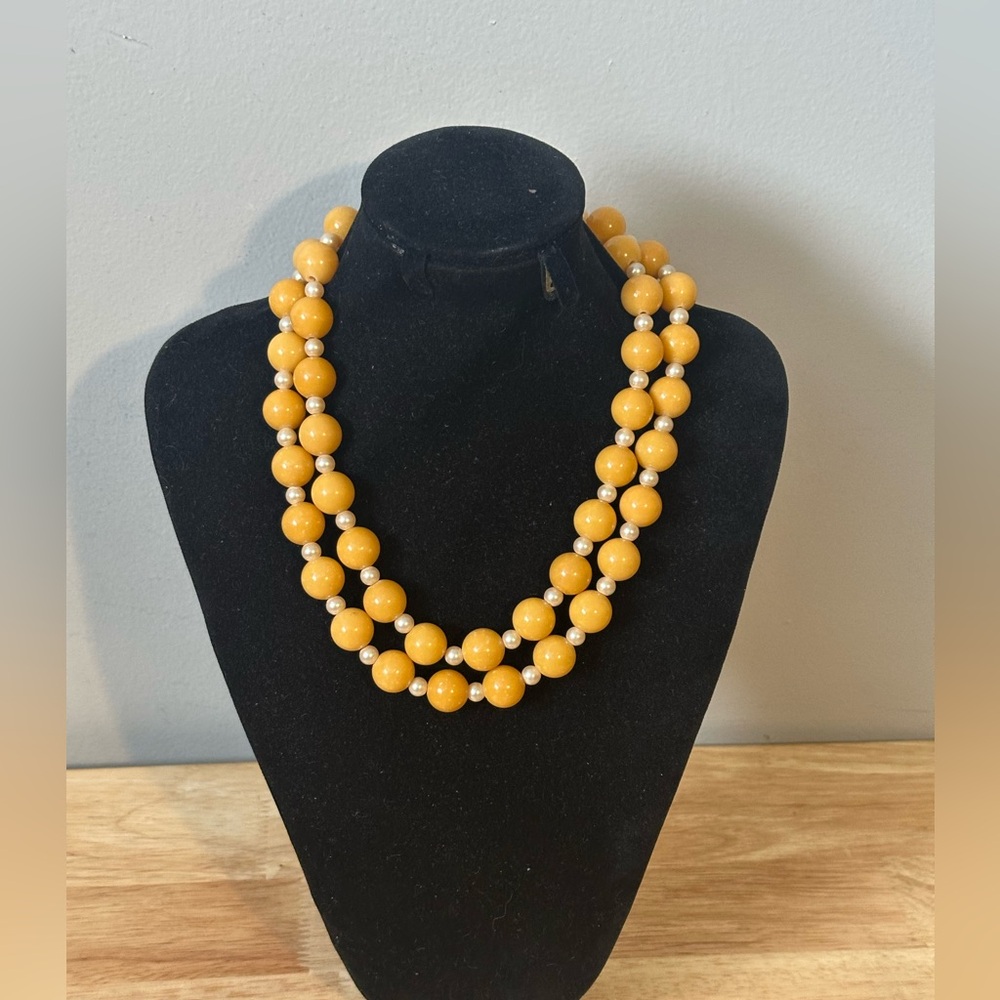 Vintage Amber and Pearl Necklace